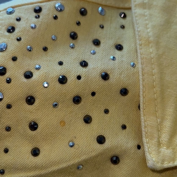 Christopher &‎  Banks yellow embellished jean jacket women’s Sz L - Picture 8 of 9